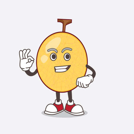 A picture of honeydew cartoon mascot character with calling gestureのイラスト素材