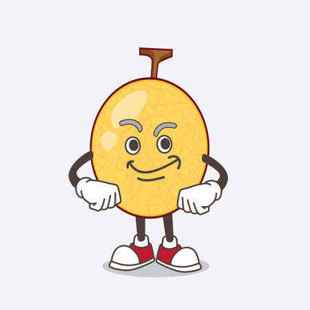 A picture of honeydew cartoon mascot character with Smirking faceのイラスト素材