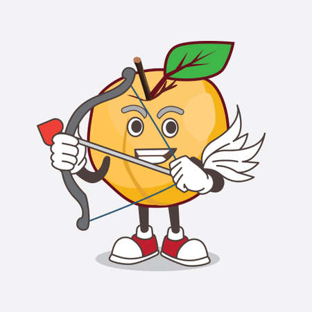 A picture of Apricot cartoon mascot character Cupid with arrow and wingsのイラスト素材
