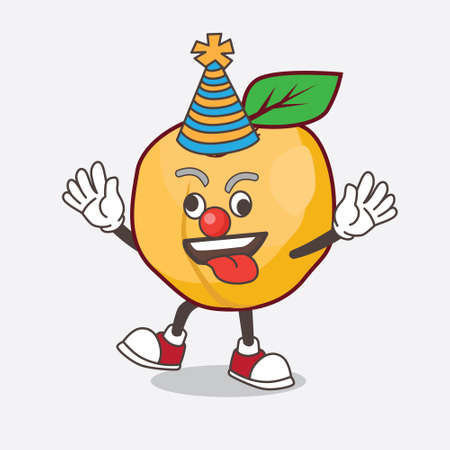 A picture of Apricot cartoon mascot character as funny clownのイラスト素材