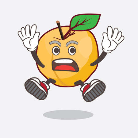 A picture of Apricot cartoon mascot character with shocking gestureのイラスト素材