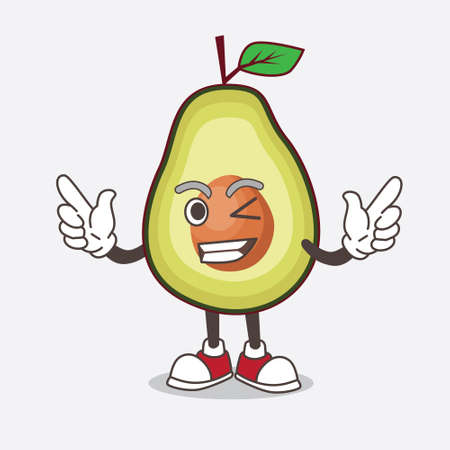 An illustration of Avocado Fruit cartoon mascot character with Winking eyeのイラスト素材