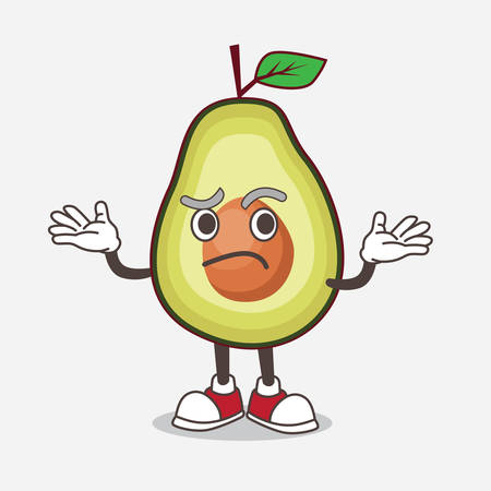 An illustration of Avocado Fruit cartoon mascot character in comical grinning expressionのイラスト素材