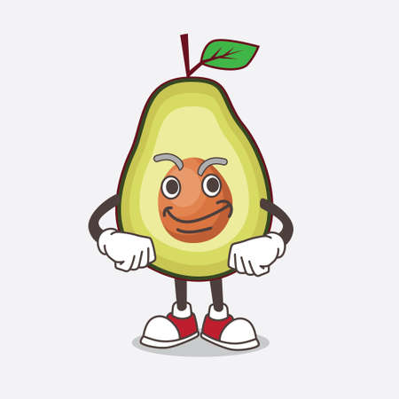 An illustration of Avocado Fruit cartoon mascot character with Smirking faceのイラスト素材