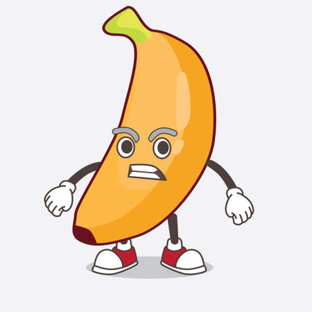 An illustration of Banana Fruit cartoon mascot character with angry faceのイラスト素材