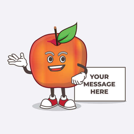 A picture of Honeycrisp Apple cartoon mascot character with whiteboardのイラスト素材