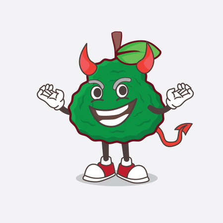 A picture of Kaffir Lime cartoon mascot character as cruel devilのイラスト素材