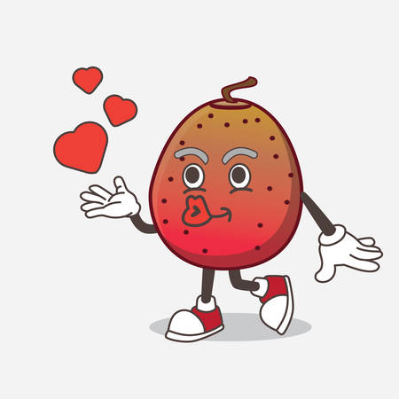 A picture of Indian Fig cartoon mascot character teasing with heart kissのイラスト素材