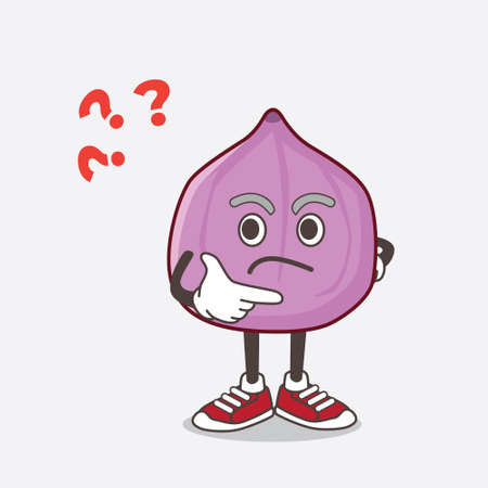 An illustration of Fig Fruit cartoon mascot character in a confused gestureのイラスト素材
