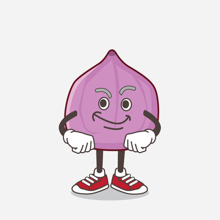 An illustration of Fig Fruit cartoon mascot character with smirking faceのイラスト素材