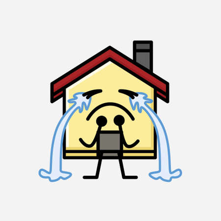 An illustration of Cute House Mascot Vector Character in Flat Design Styleのイラスト素材