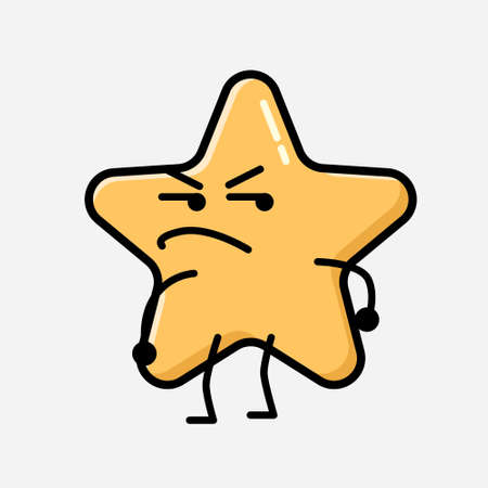 An illustration of Cute Yellow Star Mascot Vector Character in Flat Design Styleのイラスト素材