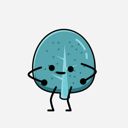 An illustration of Cute Blue Tree Mascot Vector Character in Flat Design Styleのイラスト素材