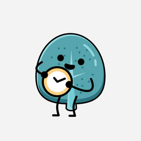 An illustration of Cute Blue Tree Mascot Vector Character in Flat Design Styleのイラスト素材