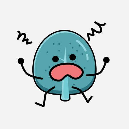 An illustration of Cute Blue Tree Mascot Vector Character in Flat Design Styleのイラスト素材