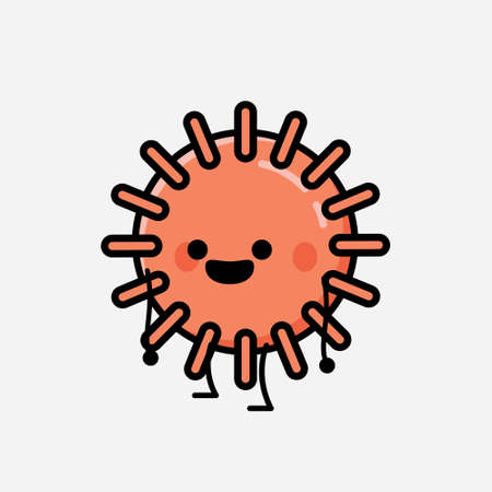 An illustration of Cute Virus Mascot Vector Character in Flat Design Styleのイラスト素材