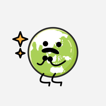 An illustration of Cute Green Earth Mascot Vector Character in Flat Design Styleのイラスト素材