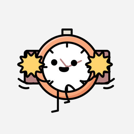 An illustration of Cute Hand Watch Mascot Vector Character in Flat Design Styleのイラスト素材