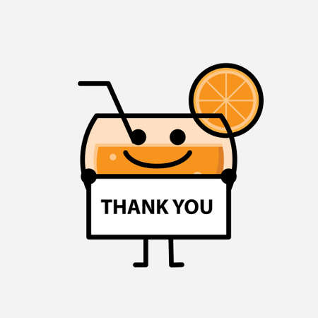 An illustration of Cute Orange Juice Mascot Vector Character in Flat Design Styleのイラスト素材
