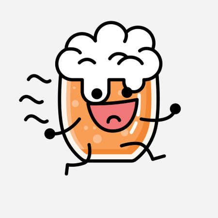 An illustration of Cute Beer Mascot Vector Character in Flat Design Styleのイラスト素材
