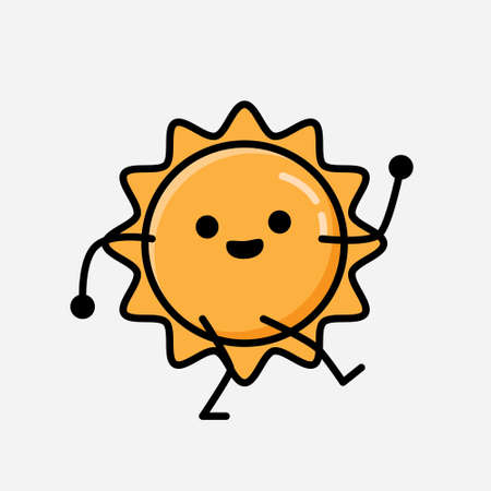 An illustration of Cute Sun Mascot Vector Character in Flat Design Styleのイラスト素材