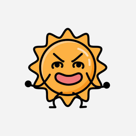 An illustration of Cute Sun Mascot Vector Character in Flat Design Styleのイラスト素材