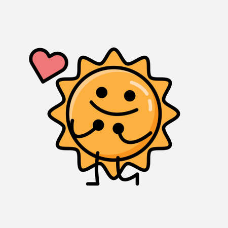 An illustration of Cute Sun Mascot Vector Character in Flat Design Styleのイラスト素材