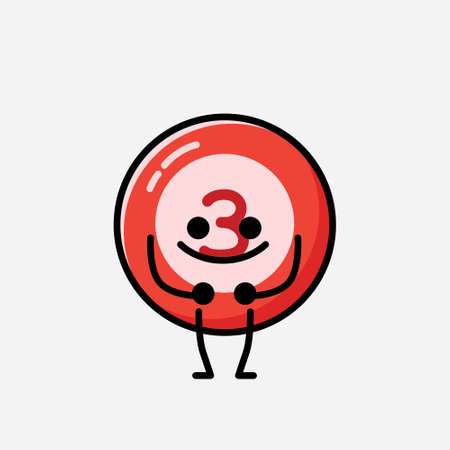 An illustration of Cute Billiard Ball Mascot Vector Character in Flat Design Styleのイラスト素材