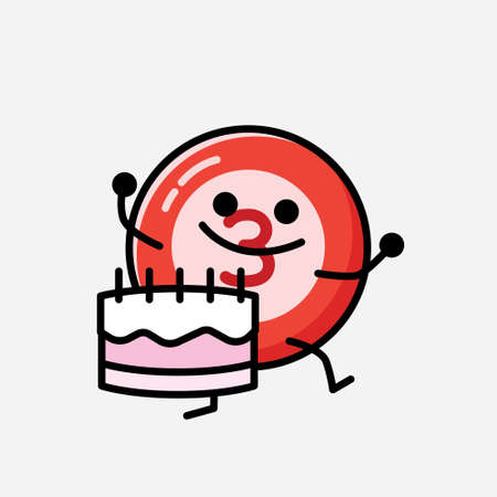 An illustration of Cute Billiard Ball Mascot Vector Character in Flat Design Styleのイラスト素材