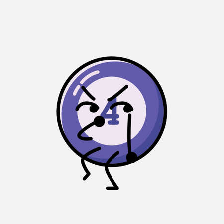 An illustration of Cute Billiard Ball Mascot Vector Character in Flat Design Styleのイラスト素材