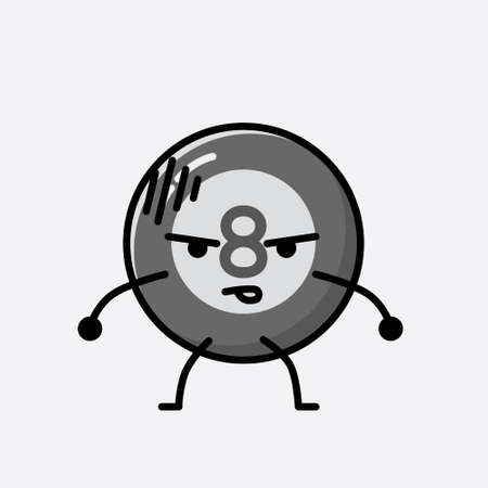 An illustration of Cute Billiard Ball Mascot Vector Character in Flat Design Style