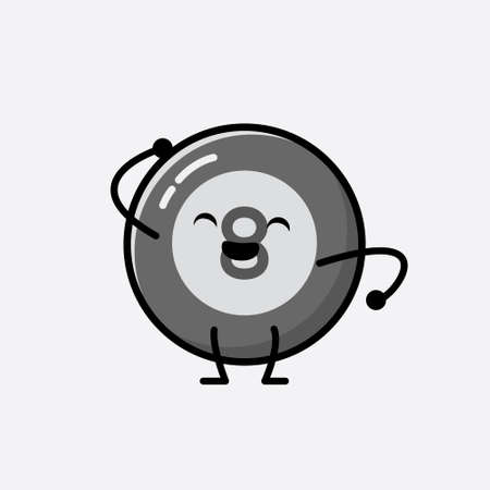 An illustration of Cute Billiard Ball Mascot Vector Character in Flat Design Styleのイラスト素材