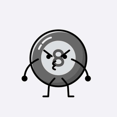 An illustration of Cute Billiard Ball Mascot Vector Character in Flat Design Styleのイラスト素材