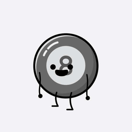 An illustration of Cute Billiard Ball Mascot Vector Character in Flat Design Style