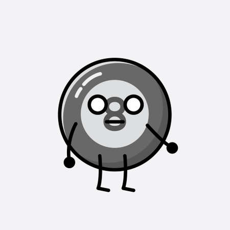 An illustration of Cute Billiard Ball Mascot Vector Character in Flat Design Styleのイラスト素材