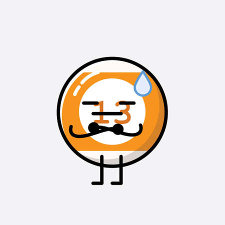 An illustration of Cute Billiard Ball Mascot Vector Character in Flat Design Styleのイラスト素材