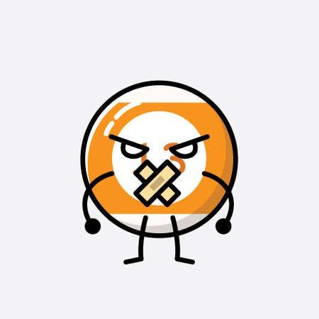 An illustration of Cute Billiard Ball Mascot Vector Character in Flat Design Styleのイラスト素材