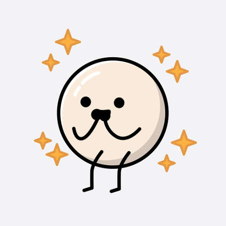 An illustration of Cute White Ball Mascot Vector Character in Flat Design Styleのイラスト素材