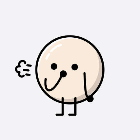 An illustration of Cute White Ball Mascot Vector Character in Flat Design Styleのイラスト素材