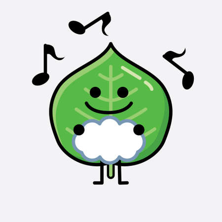 An illustration of Cute Clover Leaf Mascot Vector Character in Flat Design Styleのイラスト素材