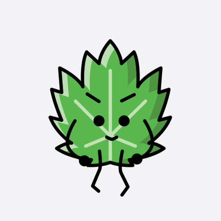 An illustration of Cute Leaf Mascot Vector Character in Flat Design Styleのイラスト素材