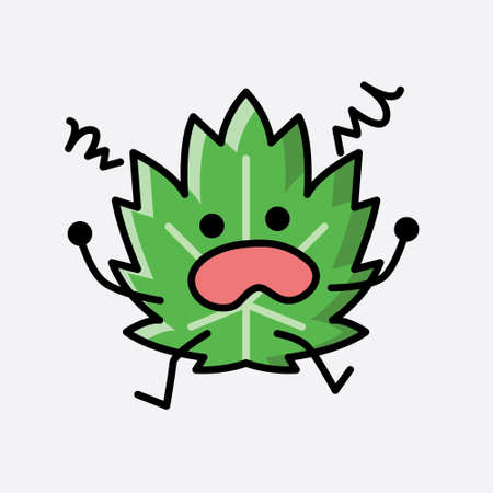 An illustration of Cute Leaf Mascot Vector Character in Flat Design Styleのイラスト素材