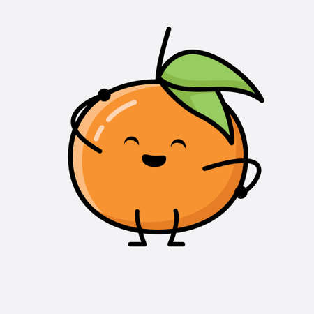 An illustration of Cute Tangerine Fruit Mascot Vector Characterのイラスト素材