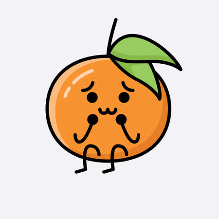 An illustration of Cute Tangerine Fruit Mascot Vector Characterのイラスト素材