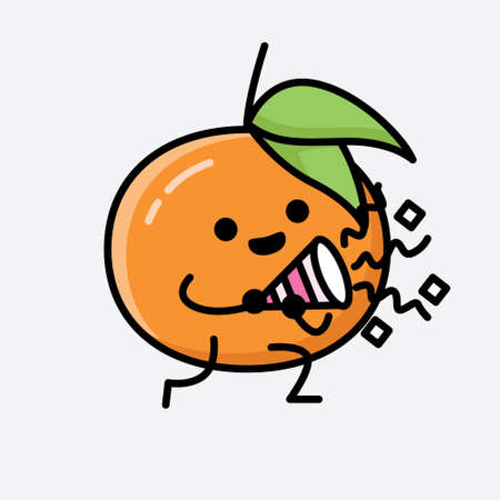 An illustration of Cute Tangerine Fruit Mascot Vector Characterのイラスト素材