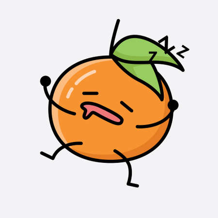 An illustration of Cute Tangerine Fruit Mascot Vector Characterのイラスト素材