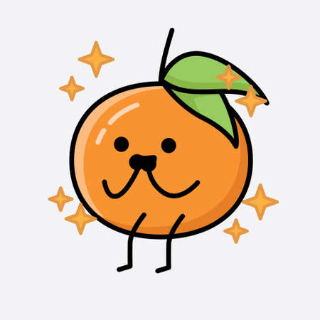 An illustration of Cute Tangerine Fruit Mascot Vector Characterのイラスト素材