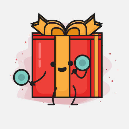 Christmas Gift Box Cute Vector Character Illustrationのイラスト素材