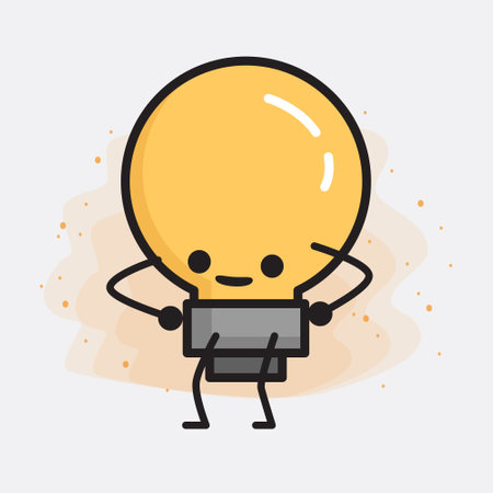 Light Bulb Cute Character icon Vector Illustrationのイラスト素材
