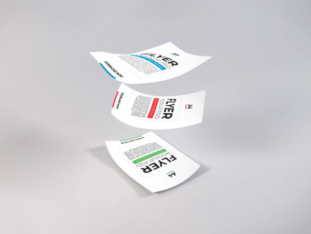 Realistic A4 Flyer Mockup Template Sceneの写真素材